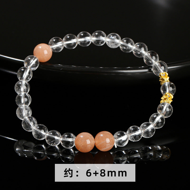 7A Natural White Crystal Orange Moonlight Bead Bracelet