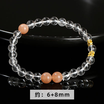 7A Natural White Crystal Orange Moonlight Bead Bracelet