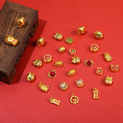 Ancient sand gold dragon year small accessories alloy