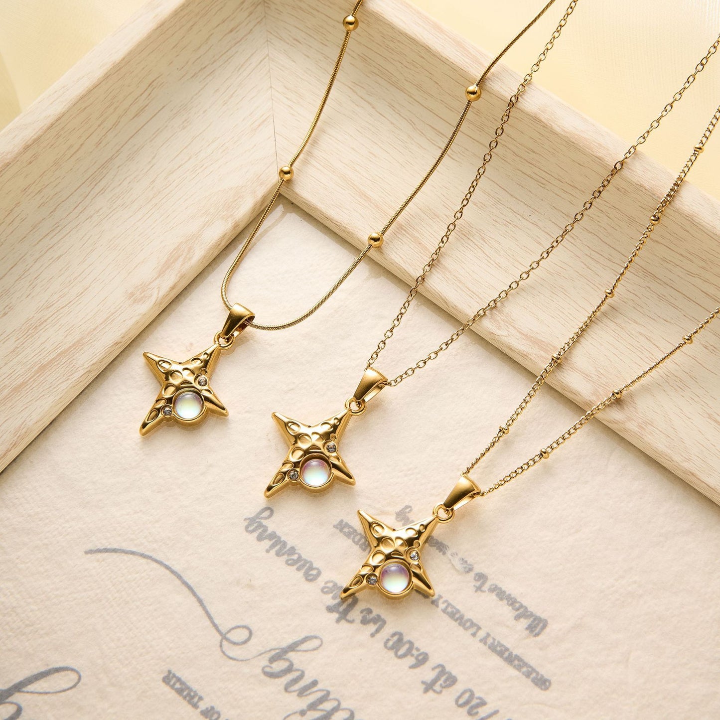 Opal Diamond Titanium Steel Necklace