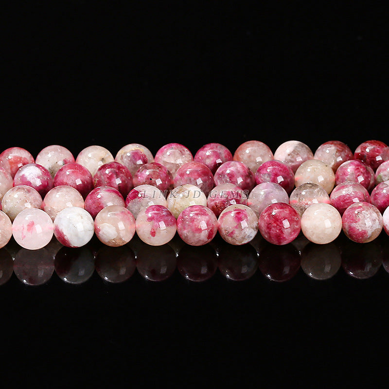 A + grade natural plum blossom tourmaline round beads