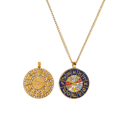Twelve Zodiac Signs Oil Drop Inlaid Diamond Necklace