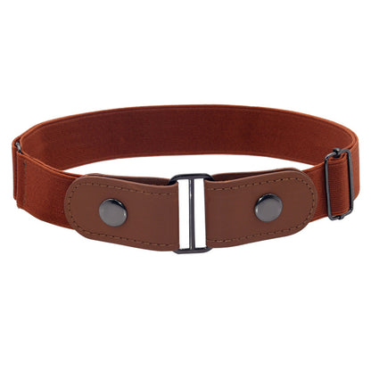 Brown Ladies Elastic Belt Buckle Belt