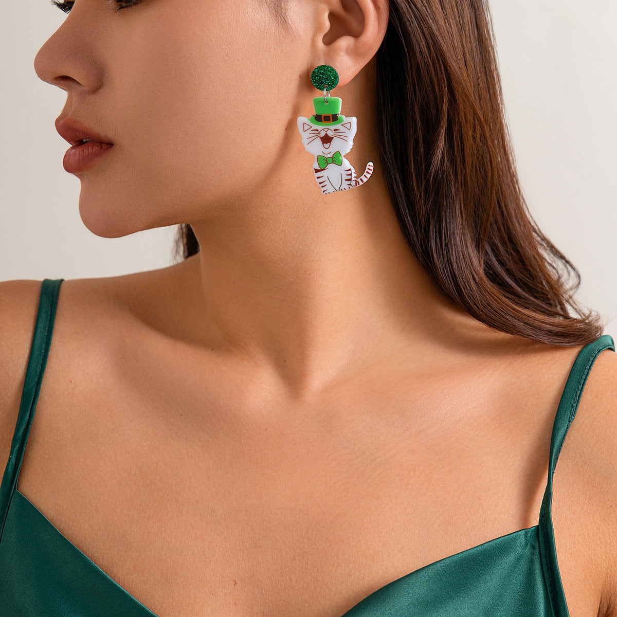 Colorful Oktoberfest animal cat earrings