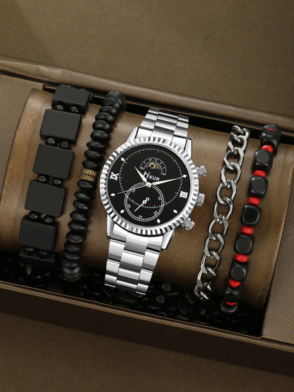 Quartz watch, sun, moon and stars beaded set