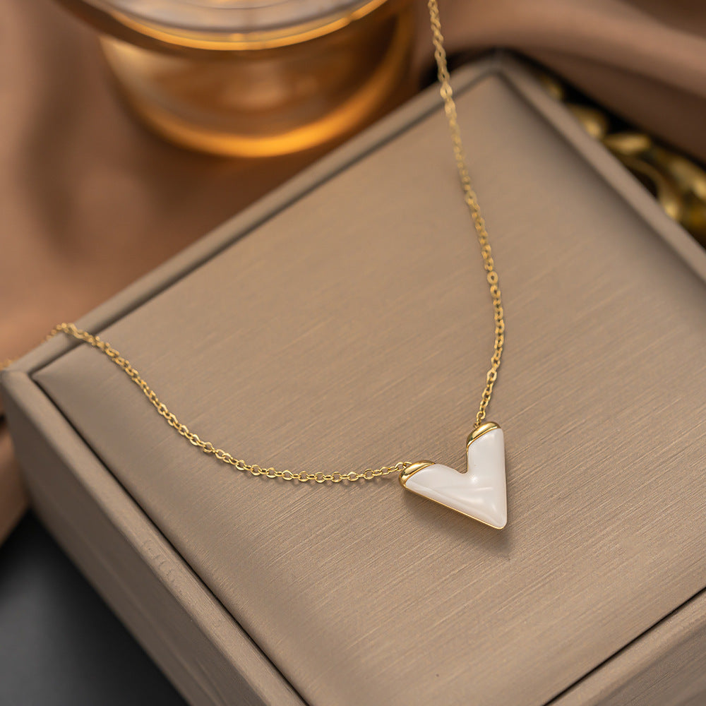 Reversible Shell V-Letter Necklace