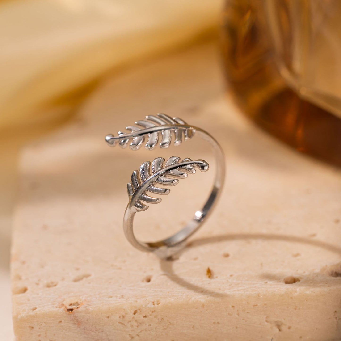 Titanium Steel Leaf Ring