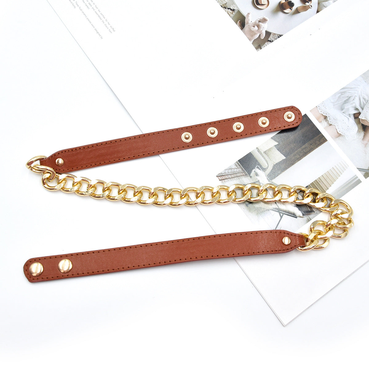 1.0Cm wide new cowhide thin waist chain