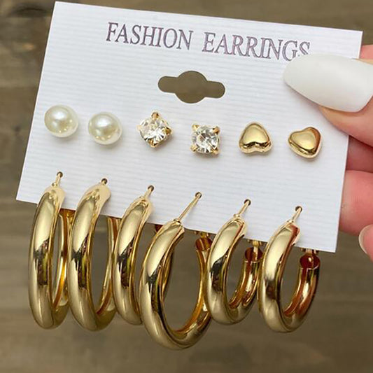 Punk Gold C-Shaped Earring Set