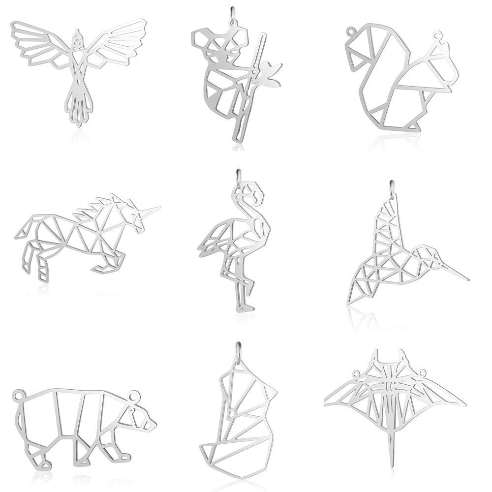 5 pcs/titanium steel large accessories paper-cut animal pendant