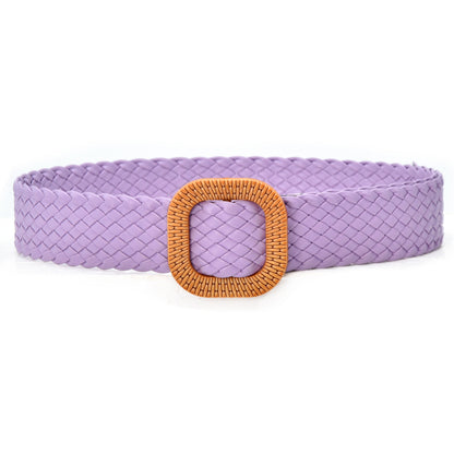 Colorful Round Buckle Belt Versatile Braided