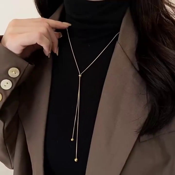 Titanium steel pull-out adjustable necklace