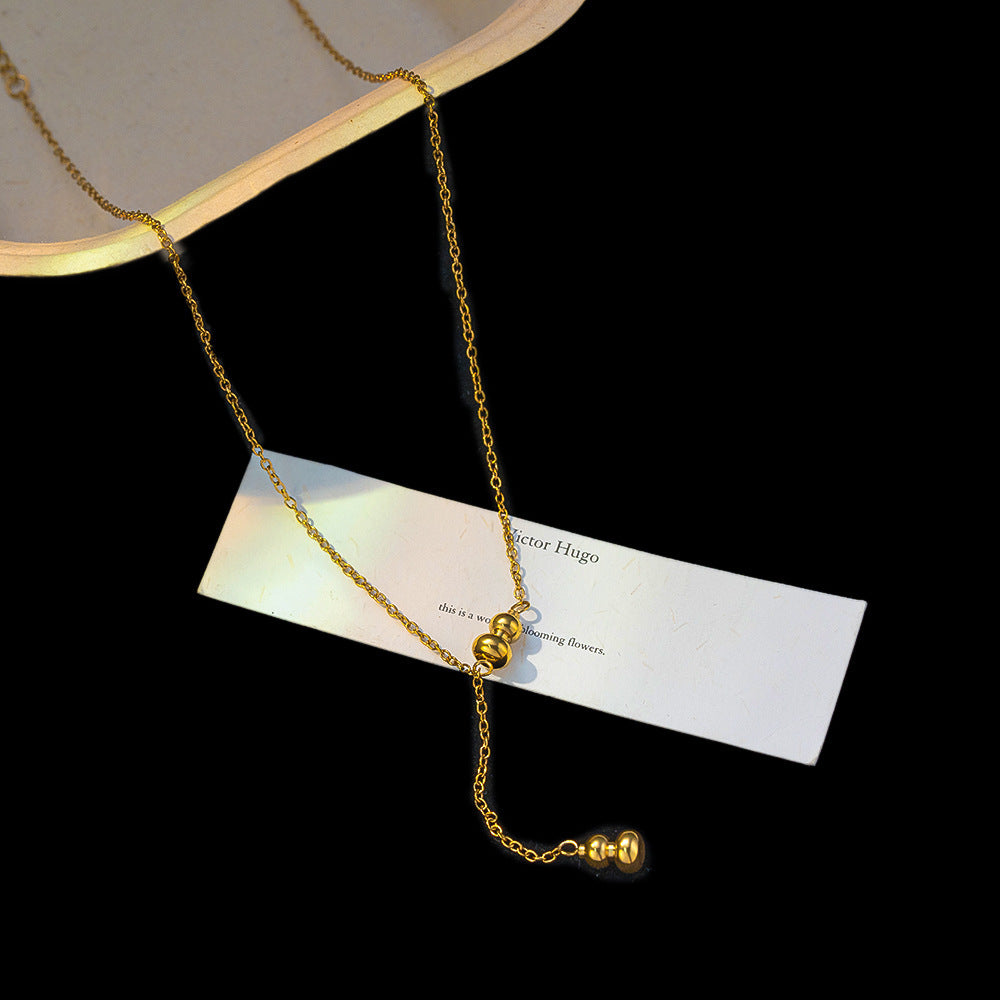 Titanium Steel Gourd Tassel Necklace