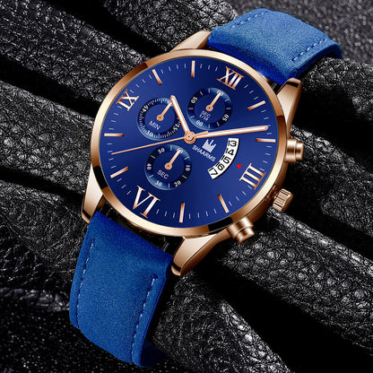 False three-eye calendar watch quartz watch