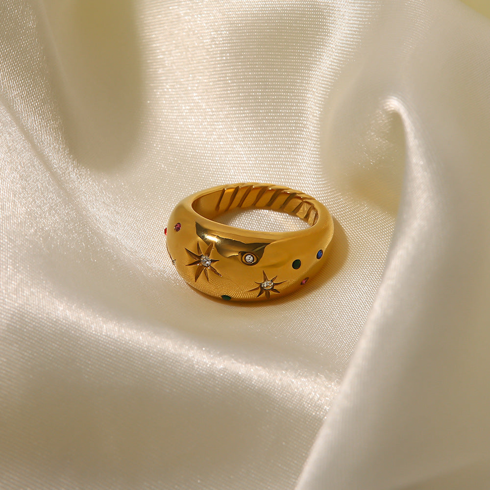 Six-pointed star zircon ring