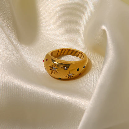 Six-pointed star zircon ring
