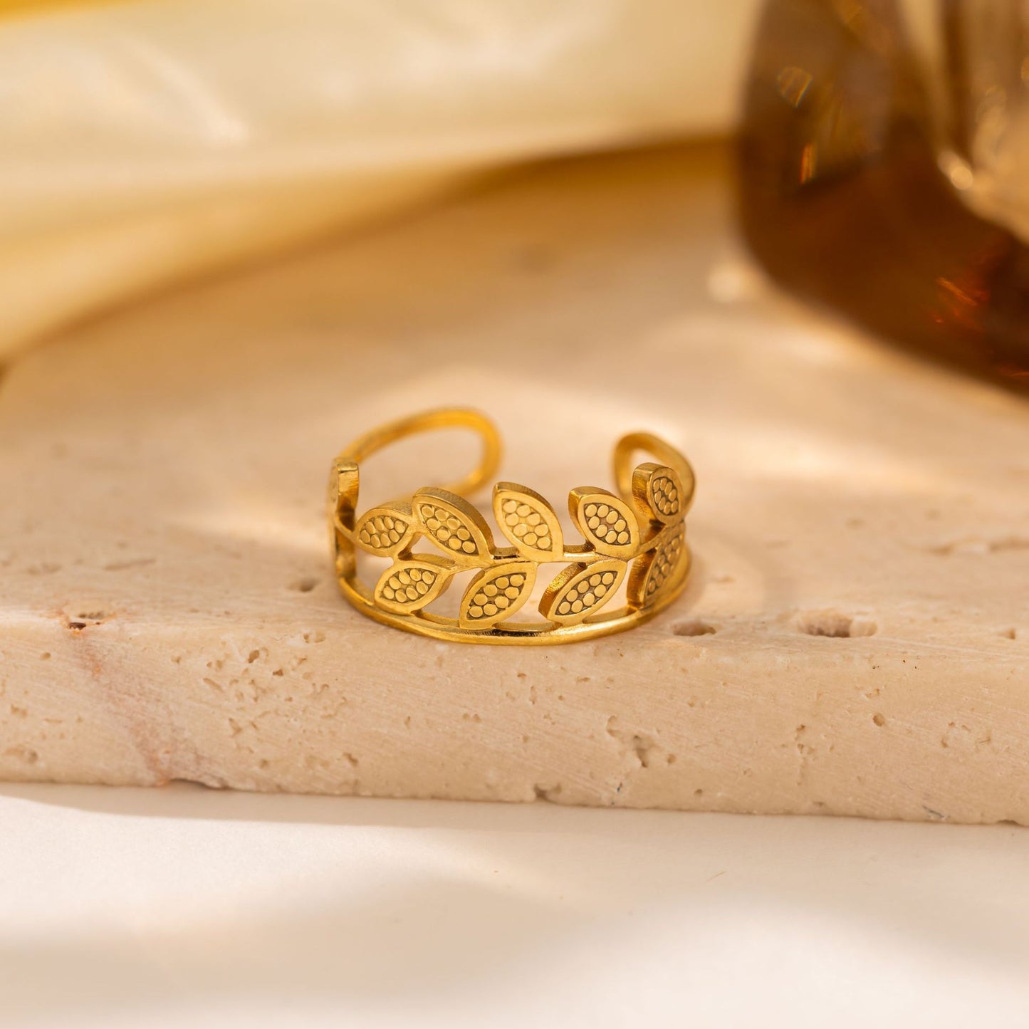 Titanium Steel Leaf Ring