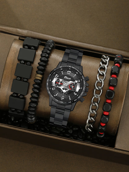 Men's Watch Punk Woven Bracelet Set