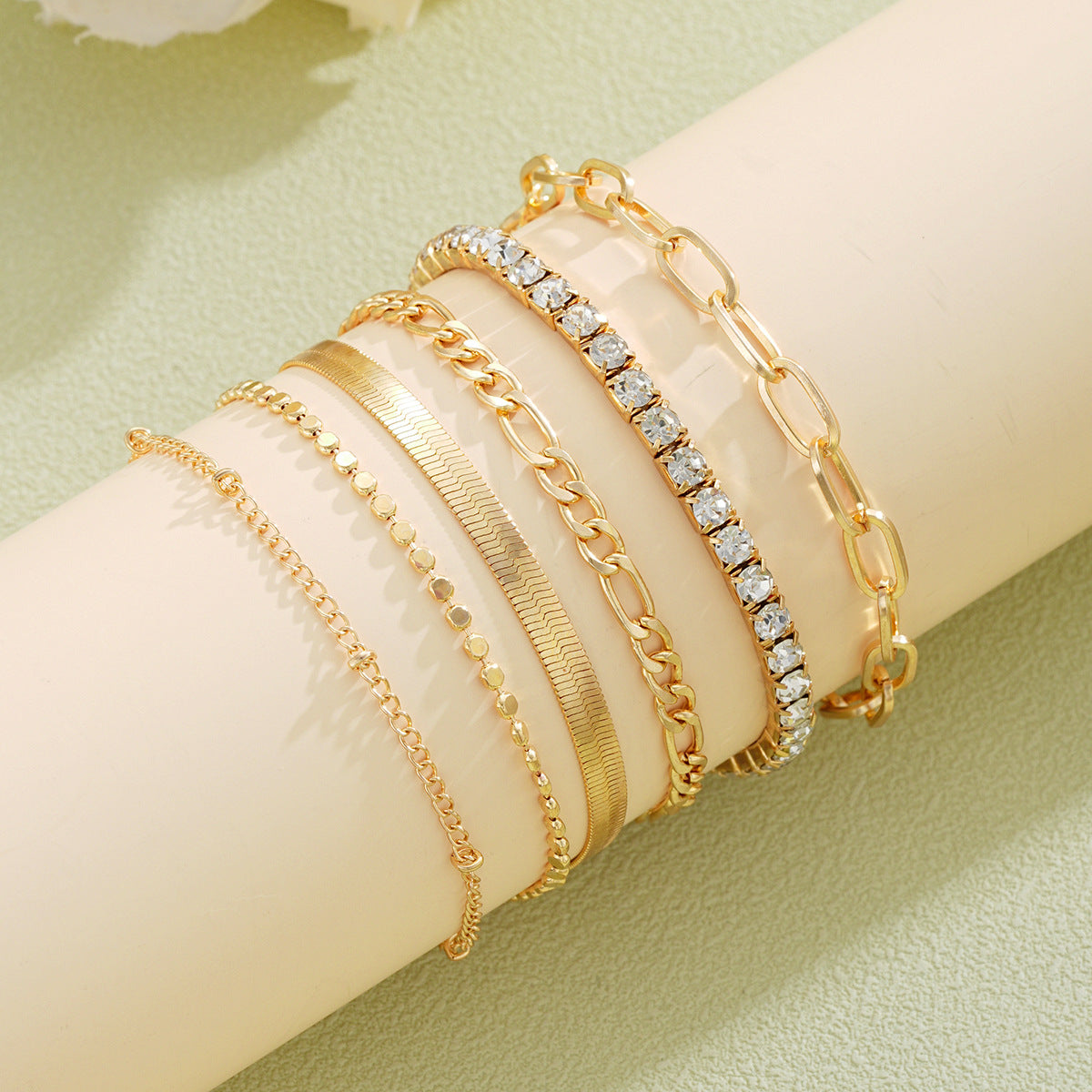 Zircon Chain Bracelet Set (6-Piece)