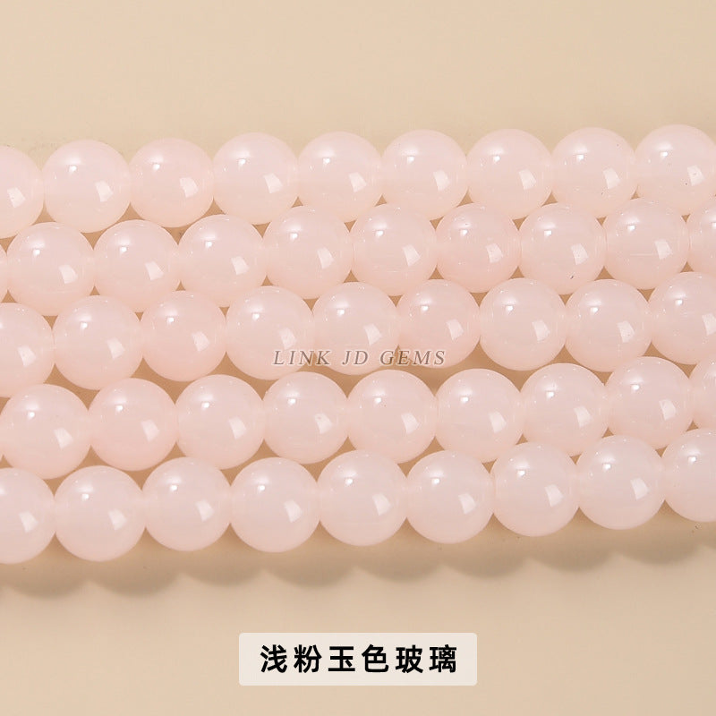 Color porcelain glass beads imitation jade round beads loose beads
