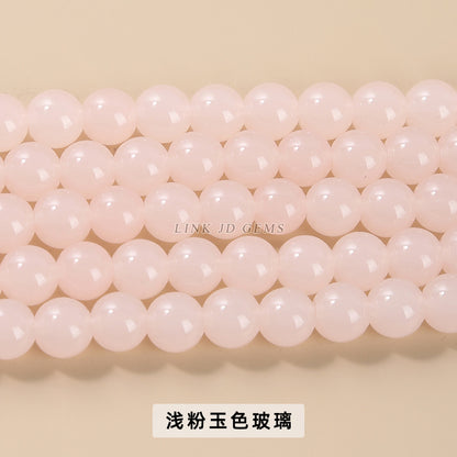 Color porcelain glass beads imitation jade round beads loose beads