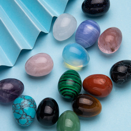 Adornos de piedra cruda de huevo de jade de cristal de 15*20 mm 