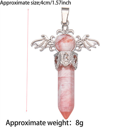 Amethyst Rose Quartz Pendant Angel Wing Pendant