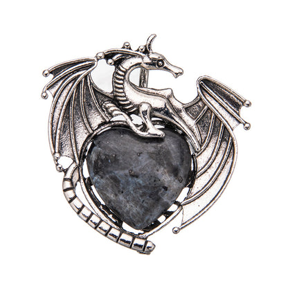 Colgante de cristal en forma de corazón de pterosaurio de dragón volador vintage 