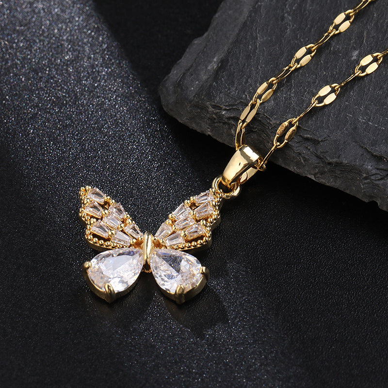 Hollow butterfly pendant necklace