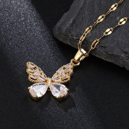 Hollow butterfly pendant necklace