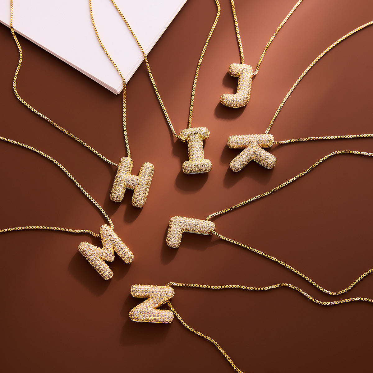 18K Gold-Plated Alphabet Necklace with Micro Zircon (Titanium Steel)