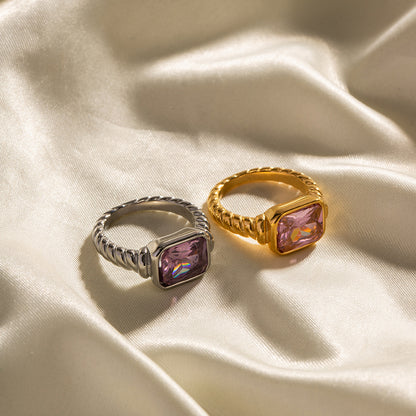 Pink zircon ring