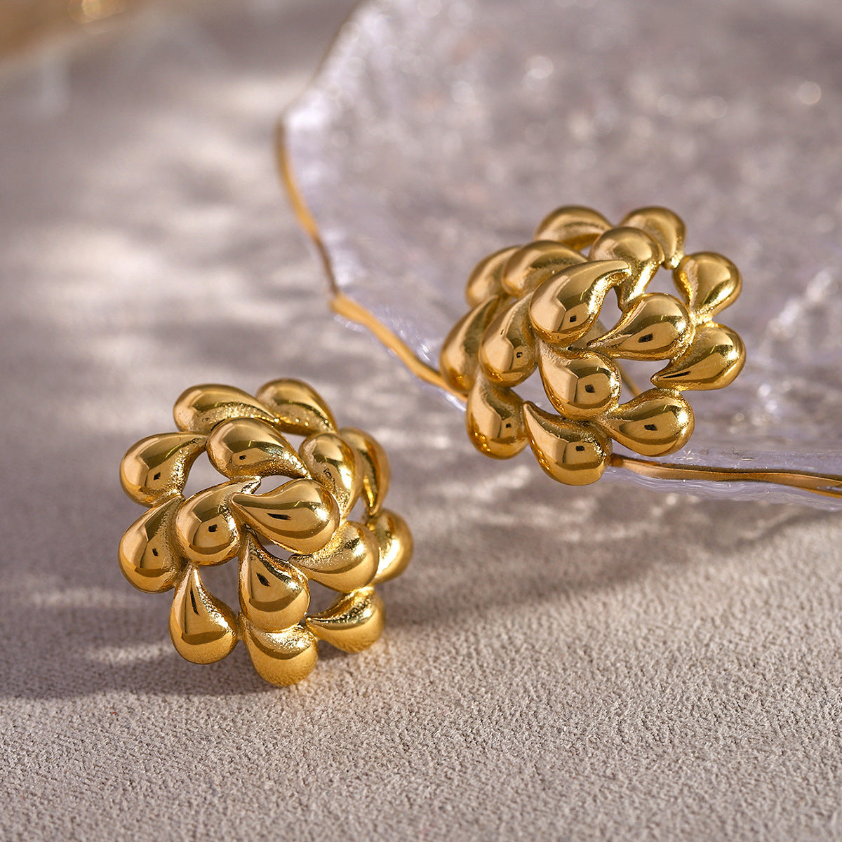 Rotating Teardrop Flower Earrings