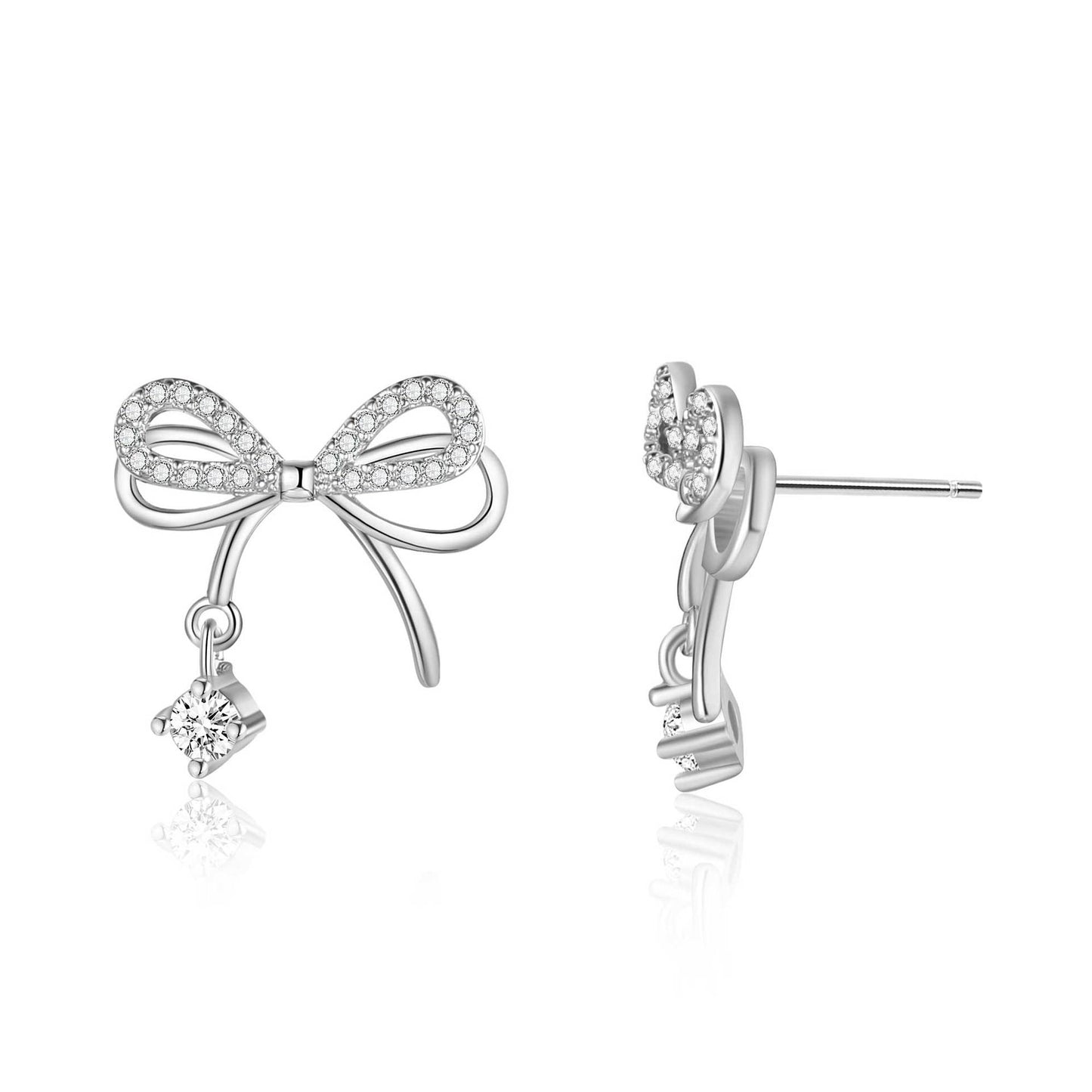 Copper inlaid 5A zircon butterfly dream stud earrings