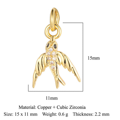 Copper zircon winged spider snake pendant