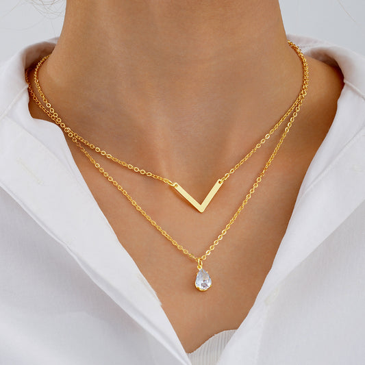 Zircon V-Drop Necklace Set