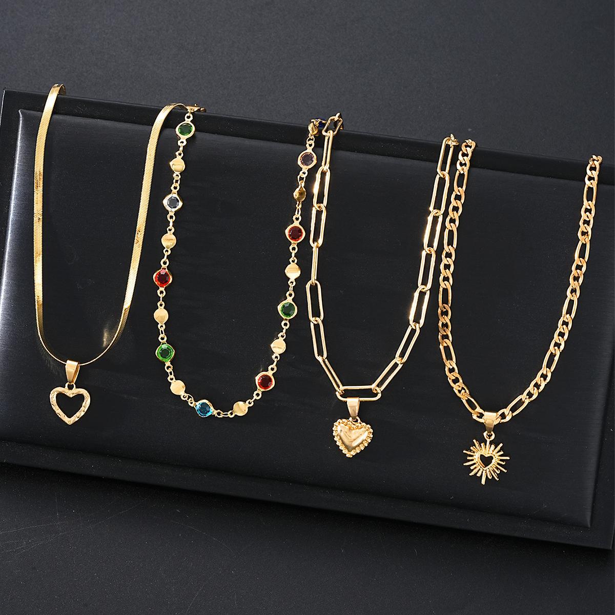 Peach Heart Snake Chain Necklace