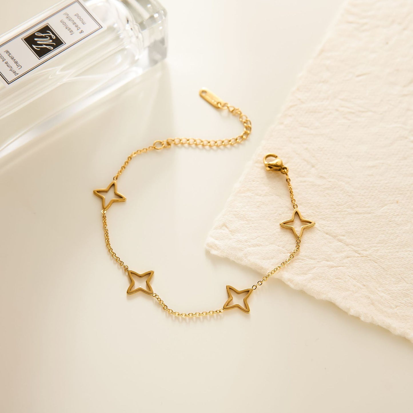 Women's Hollow Star Titanium Steel Bracelet — 18K Gold-Plated, Non-Fading