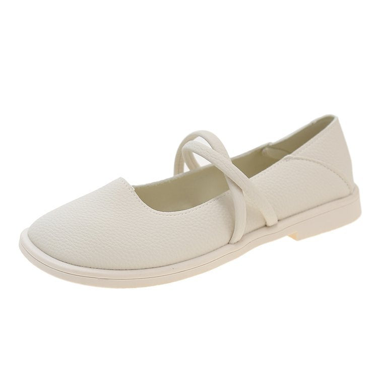 Soft leather mid-heel shoes