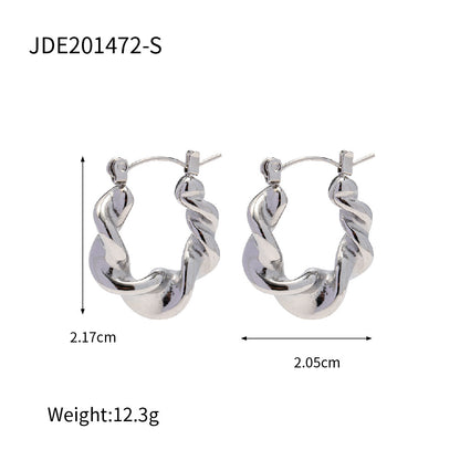Stainless Steel Twisted Hoop Earrings