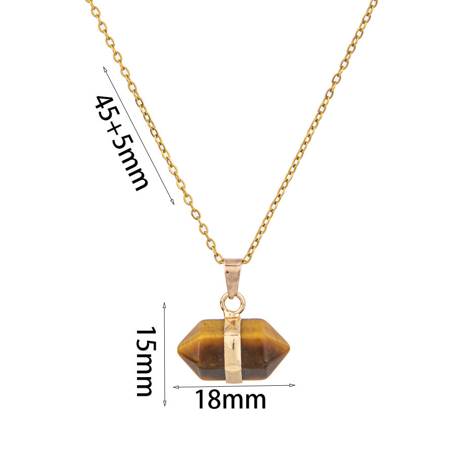 Pingente de coluna hexagonal de ponta dupla de cristal 