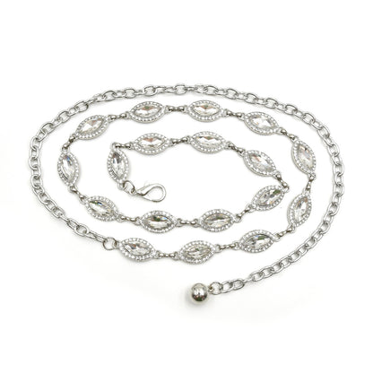 Rhinestone inlaid metal chain