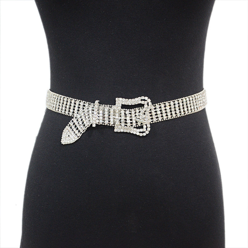 Full Diamond Plantain Buckle Rhinestone Belt