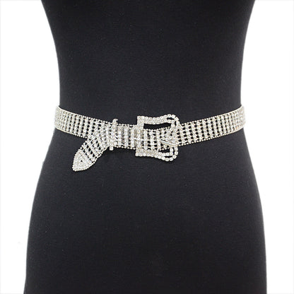 Full Diamond Plantain Buckle Rhinestone Belt