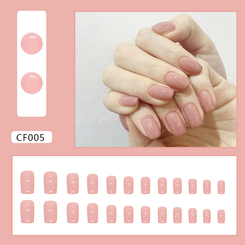 Uñas cuadradas de estilo europeo de color sólido, de longitud media y alargadas 