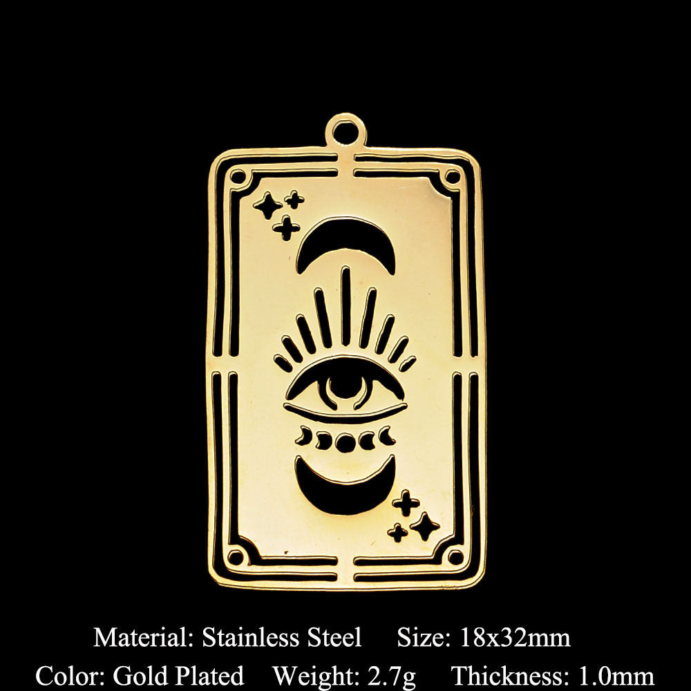 5 pcs/pack stainless steel card star and moon eye pendant.
