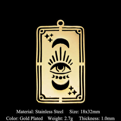 5 pcs/pack stainless steel card star and moon eye pendant.
