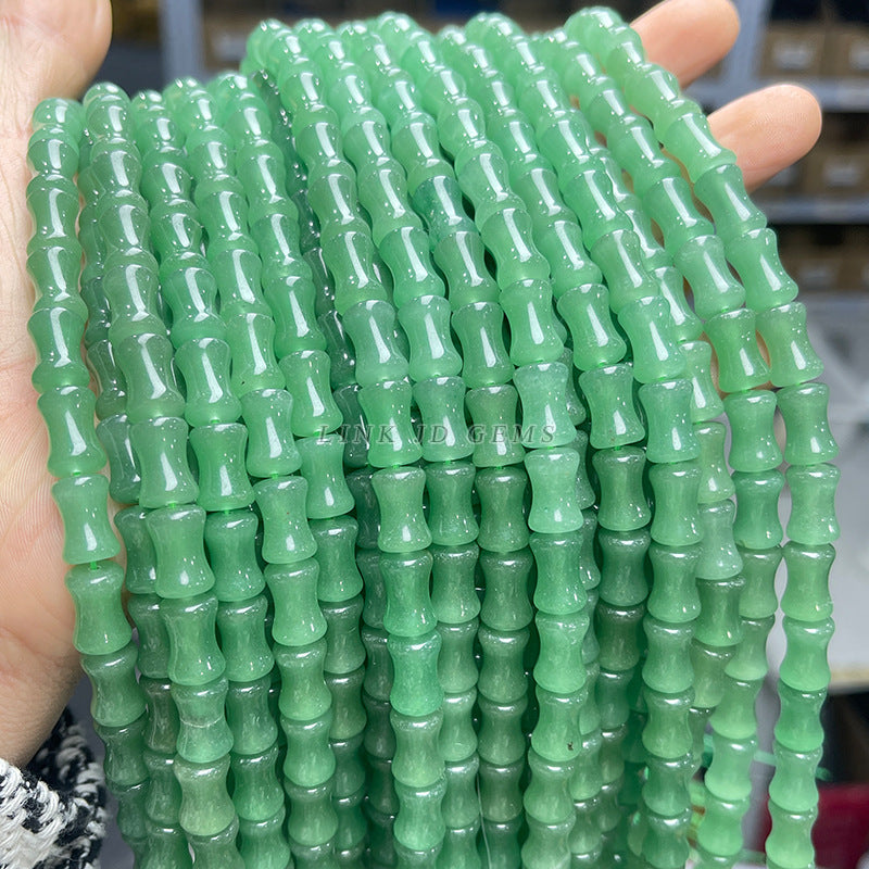 12 * 8Mm natural green Dongling jade bamboo beads loose beads
