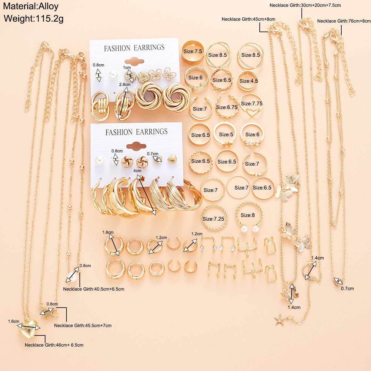 Geometric Butterfly Jewelry Set