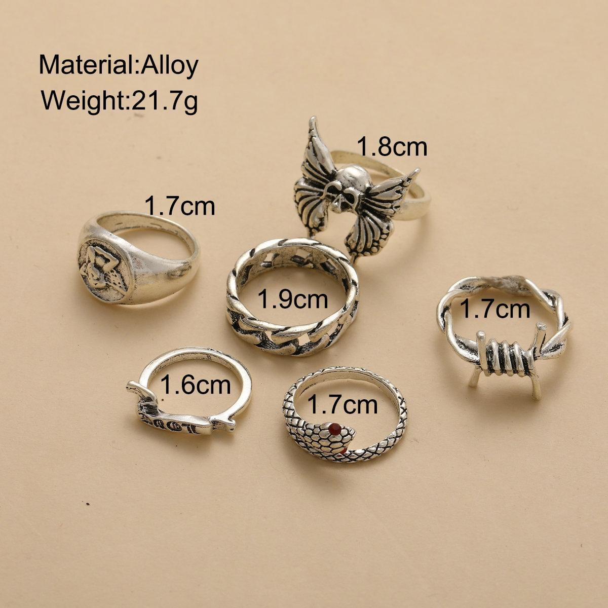 Retro Skull Ring Set (6-piece)